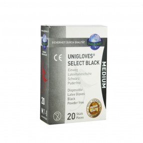 Unigloves - Select Black - Černé latexové rukavice M (20 ks)